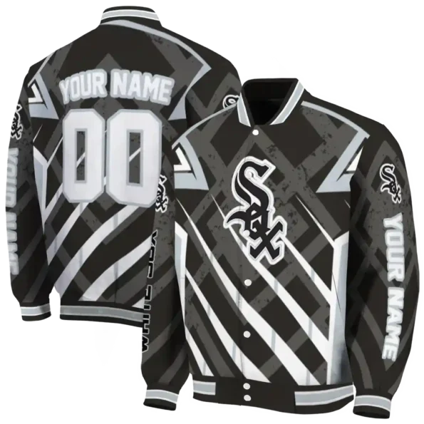 custom chicago white sox chevron angles black varsity jacket fashion forward