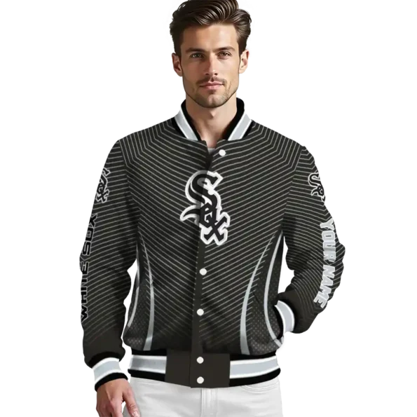 custom chicago white sox chevron arrow black varsity jacket high quality