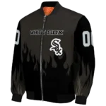 custom chicago white sox flame border black bomber jacket best selling