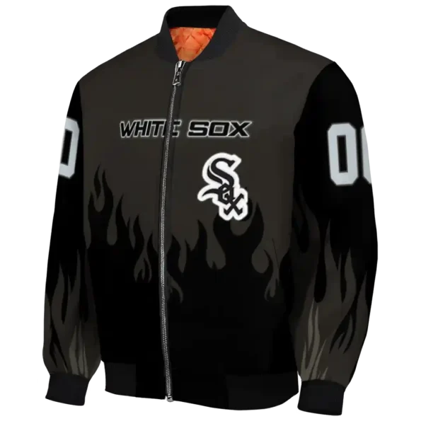 custom chicago white sox flame border black bomber jacket best selling