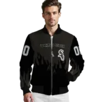 custom chicago white sox flame border black bomber jacket best selling