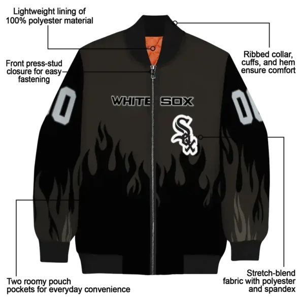 custom chicago white sox flame border black bomber jacket new arrival