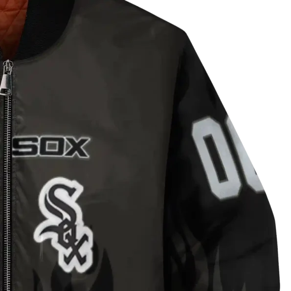 custom chicago white sox flame border black bomber jacket premium grade