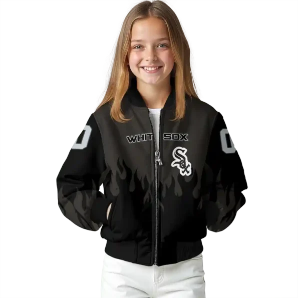 custom chicago white sox flame border black bomber jacket top rated