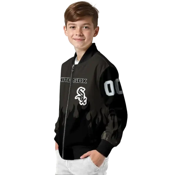 custom chicago white sox flame border black bomber jacket trendy