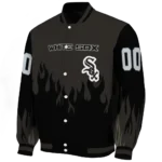 custom chicago white sox flame border black varsity jacket best selling
