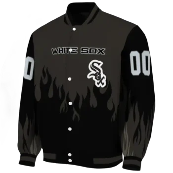 custom chicago white sox flame border black varsity jacket best selling