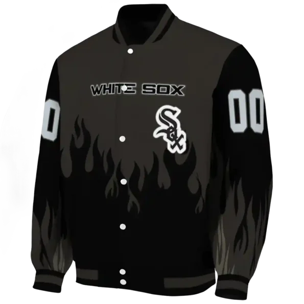 custom chicago white sox flame border black varsity jacket best selling