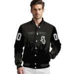 custom chicago white sox flame border black varsity jacket best selling