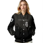 custom chicago white sox flame border black varsity jacket best selling