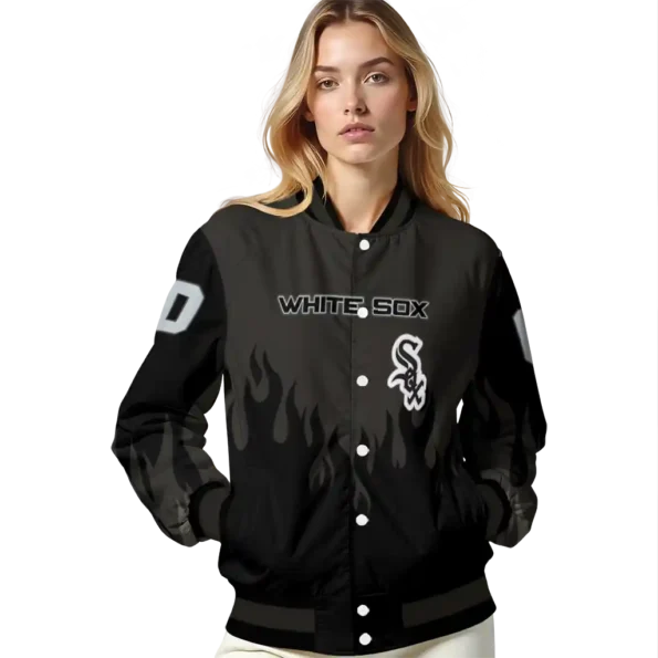 custom chicago white sox flame border black varsity jacket latest model