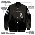 custom chicago white sox flame border black varsity jacket best selling
