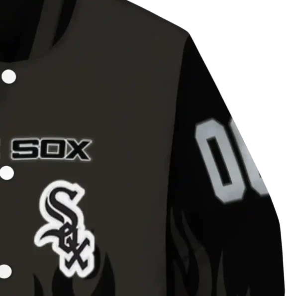custom chicago white sox flame border black varsity jacket premium grade