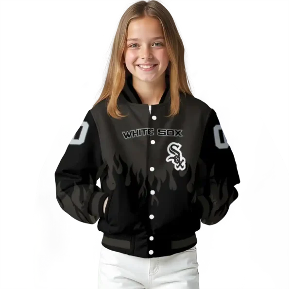 custom chicago white sox flame border black varsity jacket top rated