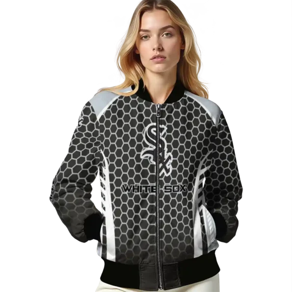 custom chicago white sox hexagon grid black bomber jacket latest model