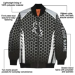 custom chicago white sox hexagon grid black bomber jacket best selling
