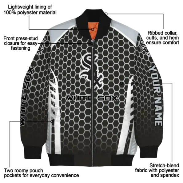 custom chicago white sox hexagon grid black bomber jacket new arrival