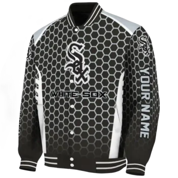 custom chicago white sox hexagon grid black varsity jacket best selling