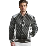 custom chicago white sox hexagon grid black varsity jacket best selling