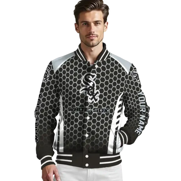 custom chicago white sox hexagon grid black varsity jacket high quality