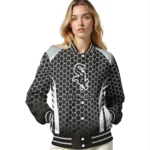 custom chicago white sox hexagon grid black varsity jacket best selling