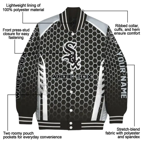 custom chicago white sox hexagon grid black varsity jacket new arrival