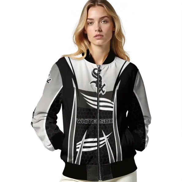 custom chicago white sox mesh effect black bomber jacket latest model