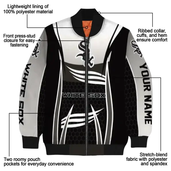 custom chicago white sox mesh effect black bomber jacket new arrival