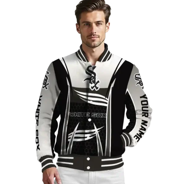 custom chicago white sox mesh effect black varsity jacket high quality