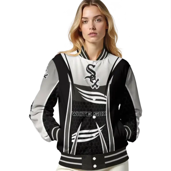 custom chicago white sox mesh effect black varsity jacket latest model