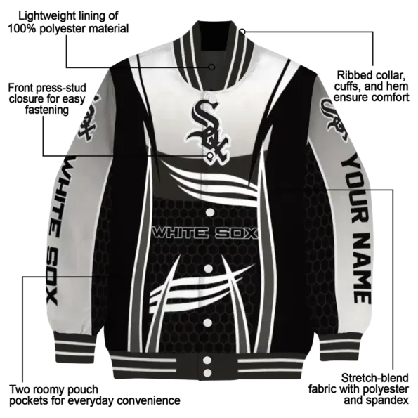 custom chicago white sox mesh effect black varsity jacket new arrival