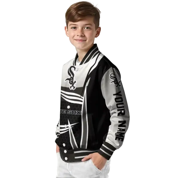 custom chicago white sox mesh effect black varsity jacket trendy