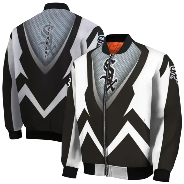 custom chicago white sox v stripes black white bomber jacket fashion forward