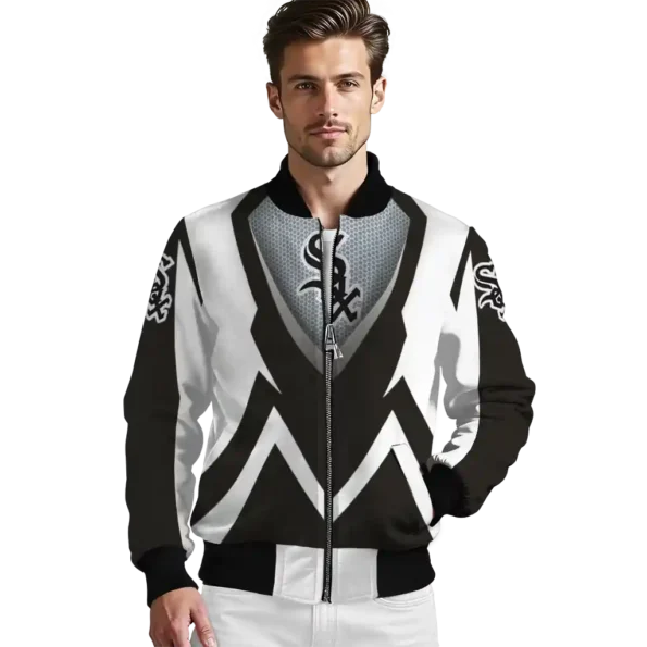 custom chicago white sox v stripes black white bomber jacket high quality