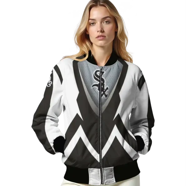 custom chicago white sox v stripes black white bomber jacket latest model