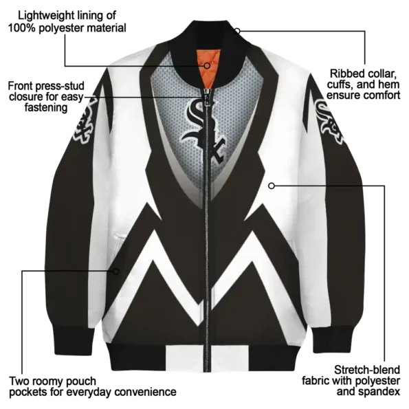 custom chicago white sox v stripes black white bomber jacket new arrival