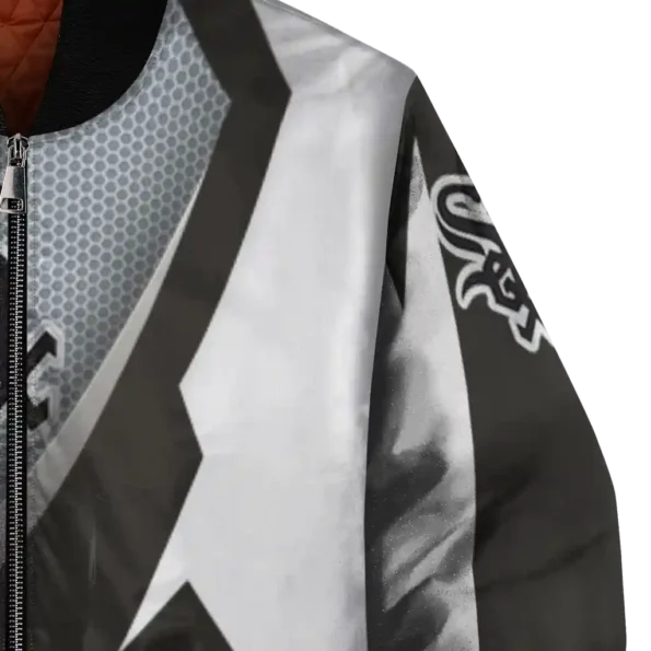 custom chicago white sox v stripes black white bomber jacket premium grade