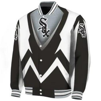 custom chicago white sox v stripes black white varsity jacket best selling