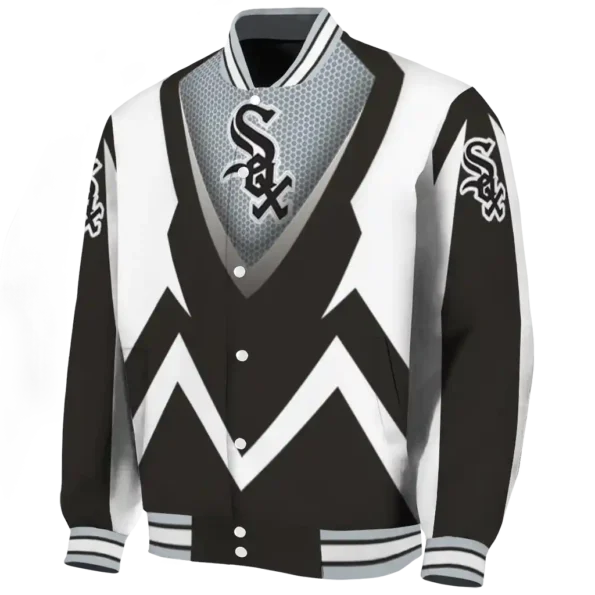 custom chicago white sox v stripes black white varsity jacket best selling