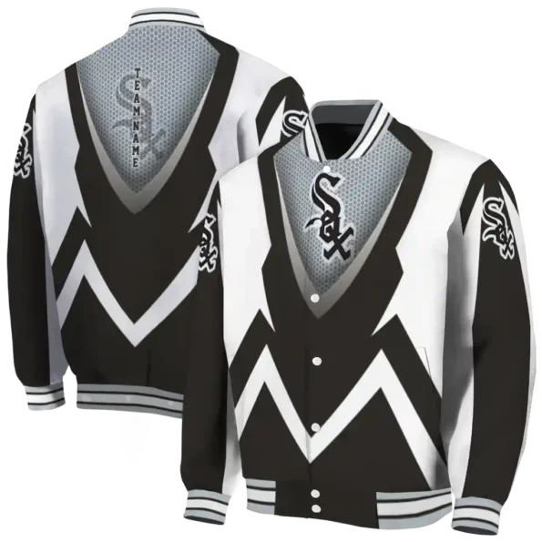 custom chicago white sox v stripes black white varsity jacket fashion forward