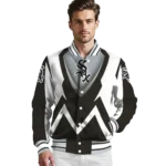custom chicago white sox v stripes black white varsity jacket best selling