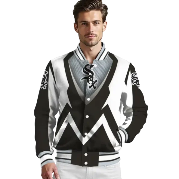 custom chicago white sox v stripes black white varsity jacket high quality