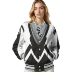 custom chicago white sox v stripes black white varsity jacket best selling