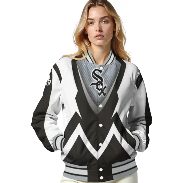 custom chicago white sox v stripes black white varsity jacket latest model