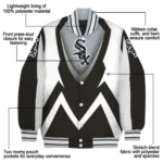 custom chicago white sox v stripes black white varsity jacket best selling