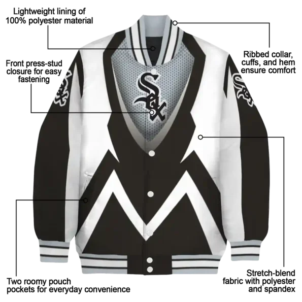 custom chicago white sox v stripes black white varsity jacket new arrival