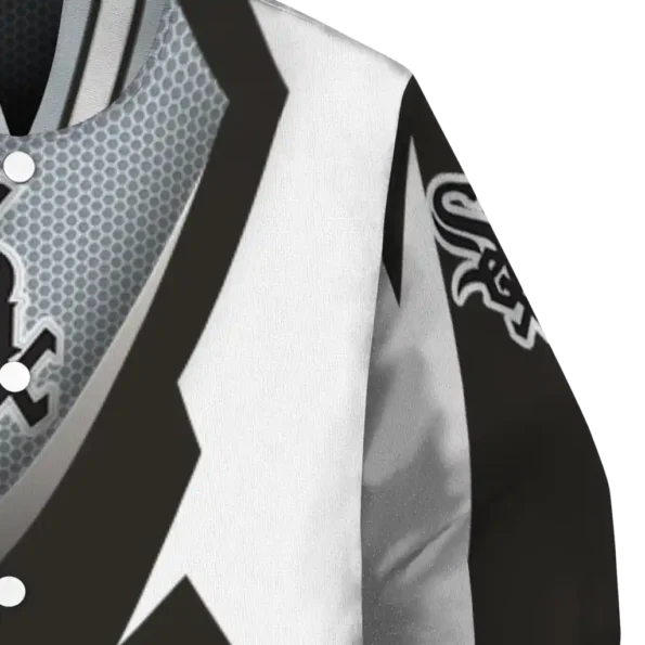 custom chicago white sox v stripes black white varsity jacket premium grade