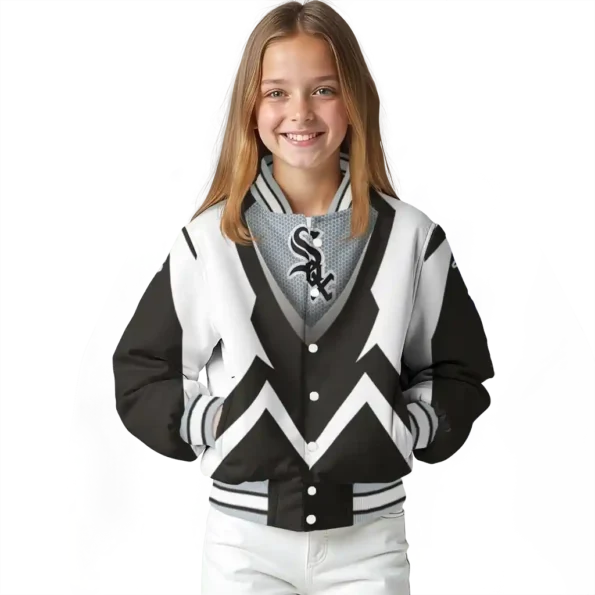 custom chicago white sox v stripes black white varsity jacket top rated