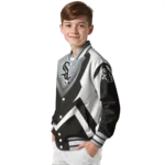 custom chicago white sox v stripes black white varsity jacket best selling