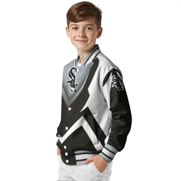 custom chicago white sox v stripes black white varsity jacket trendy